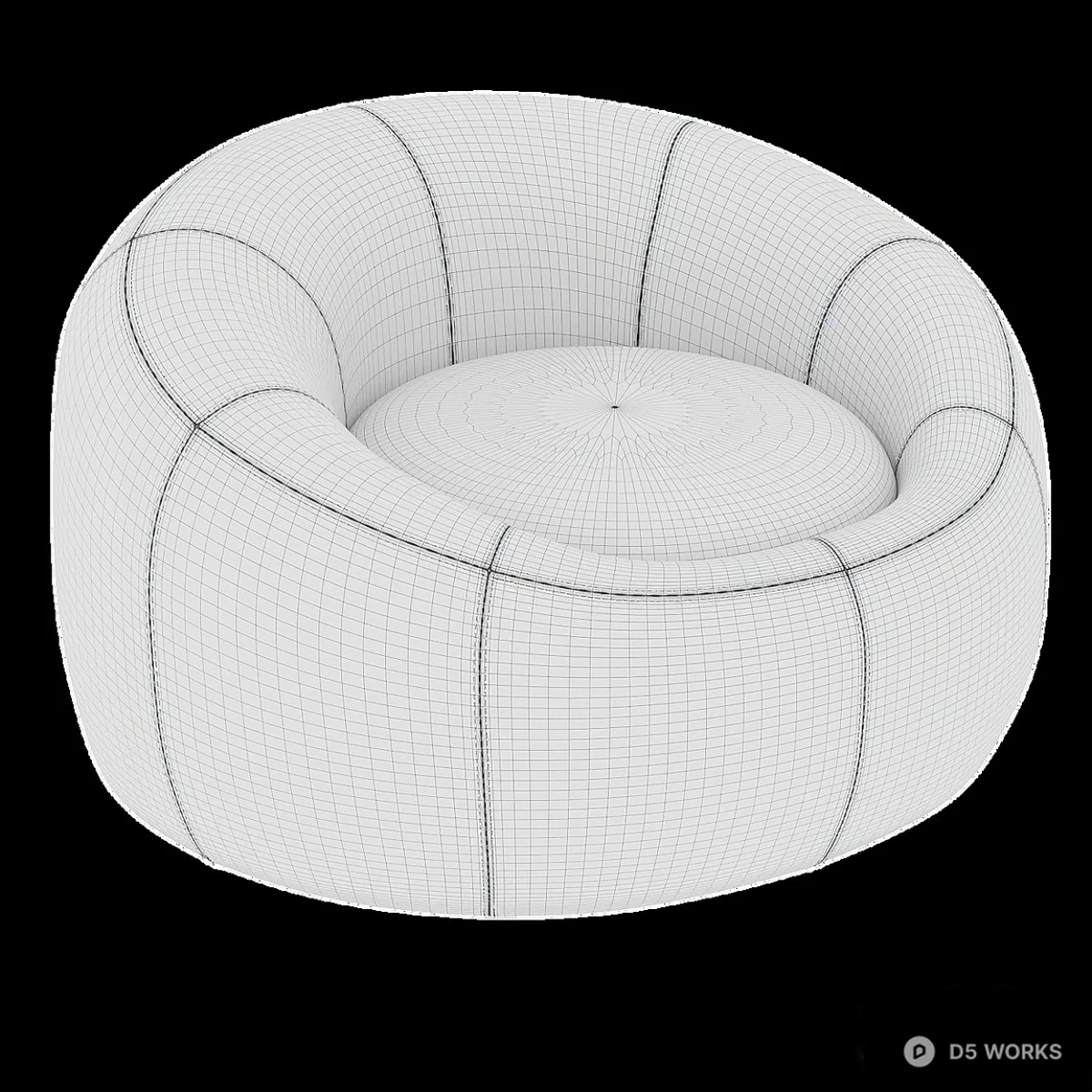 Round Upholstered Single Sofa 3d model thumbnail 4