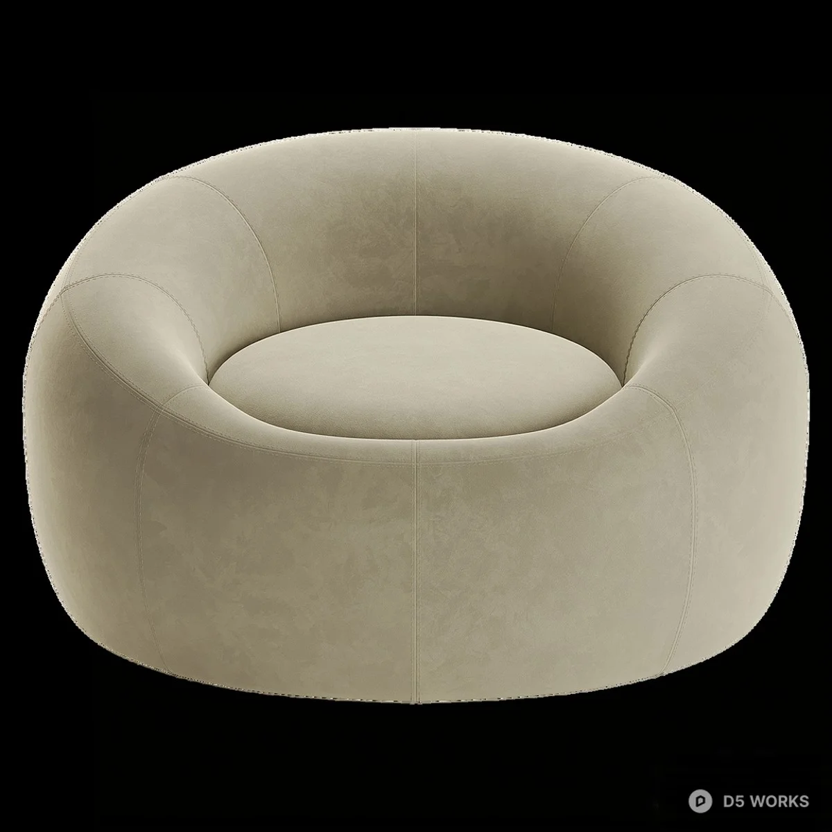 Round Upholstered Single Sofa 3d model thumbnail 2
