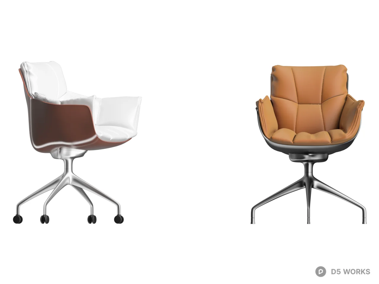 Modern Upholstered Armchair With Metal Base 3d model thumbnail 2