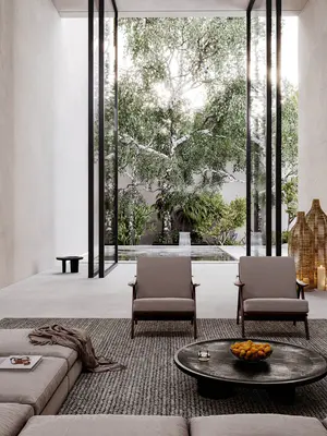 Minimalist Villa Living Room with Garden View 3d model