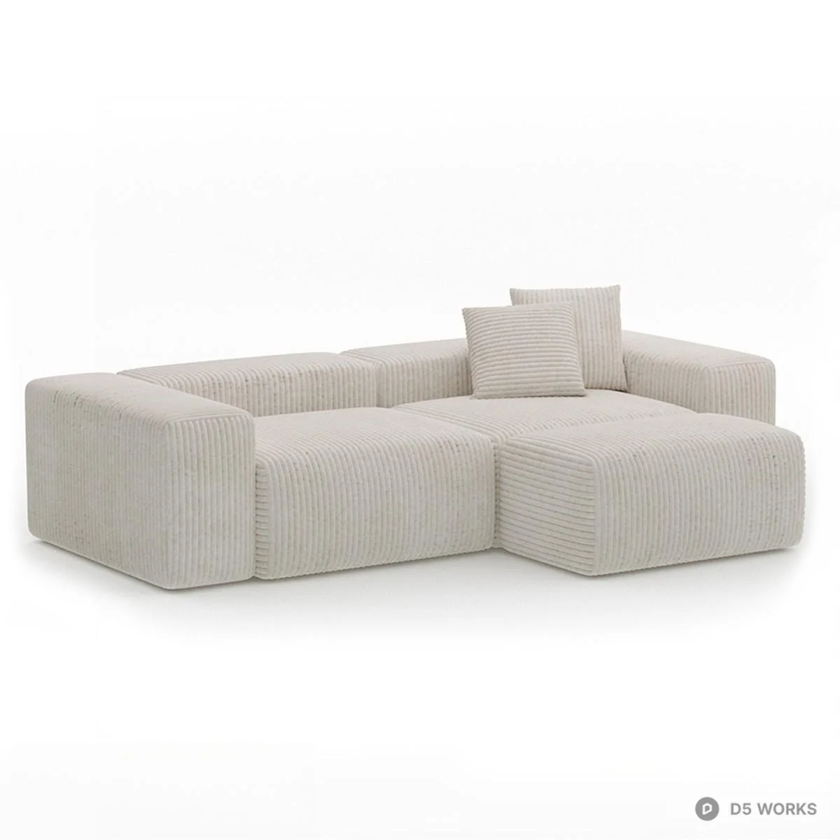 Corduroy Modular Sectional Sofa 3d model thumbnail 2