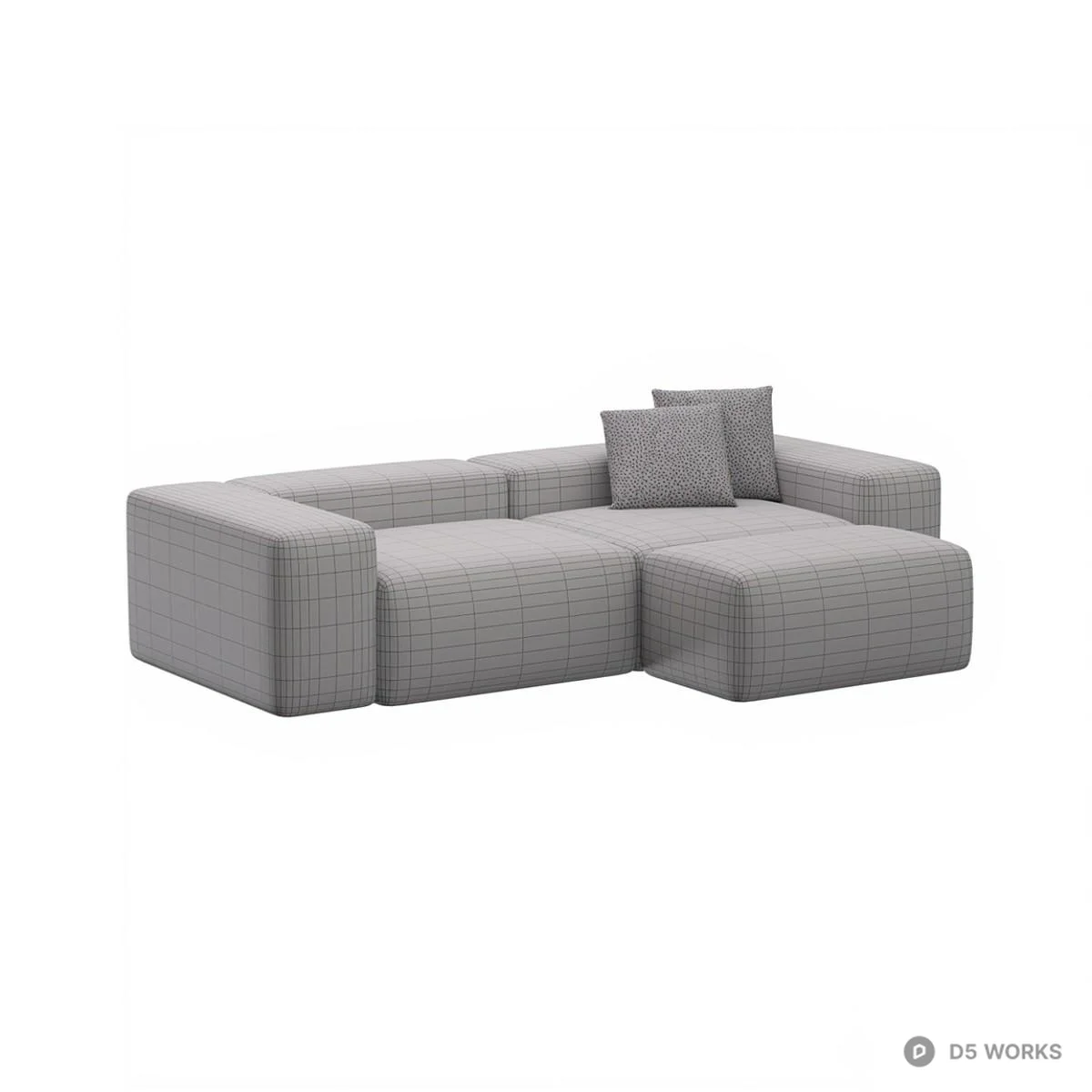 Corduroy Modular Sectional Sofa 3d model thumbnail 5