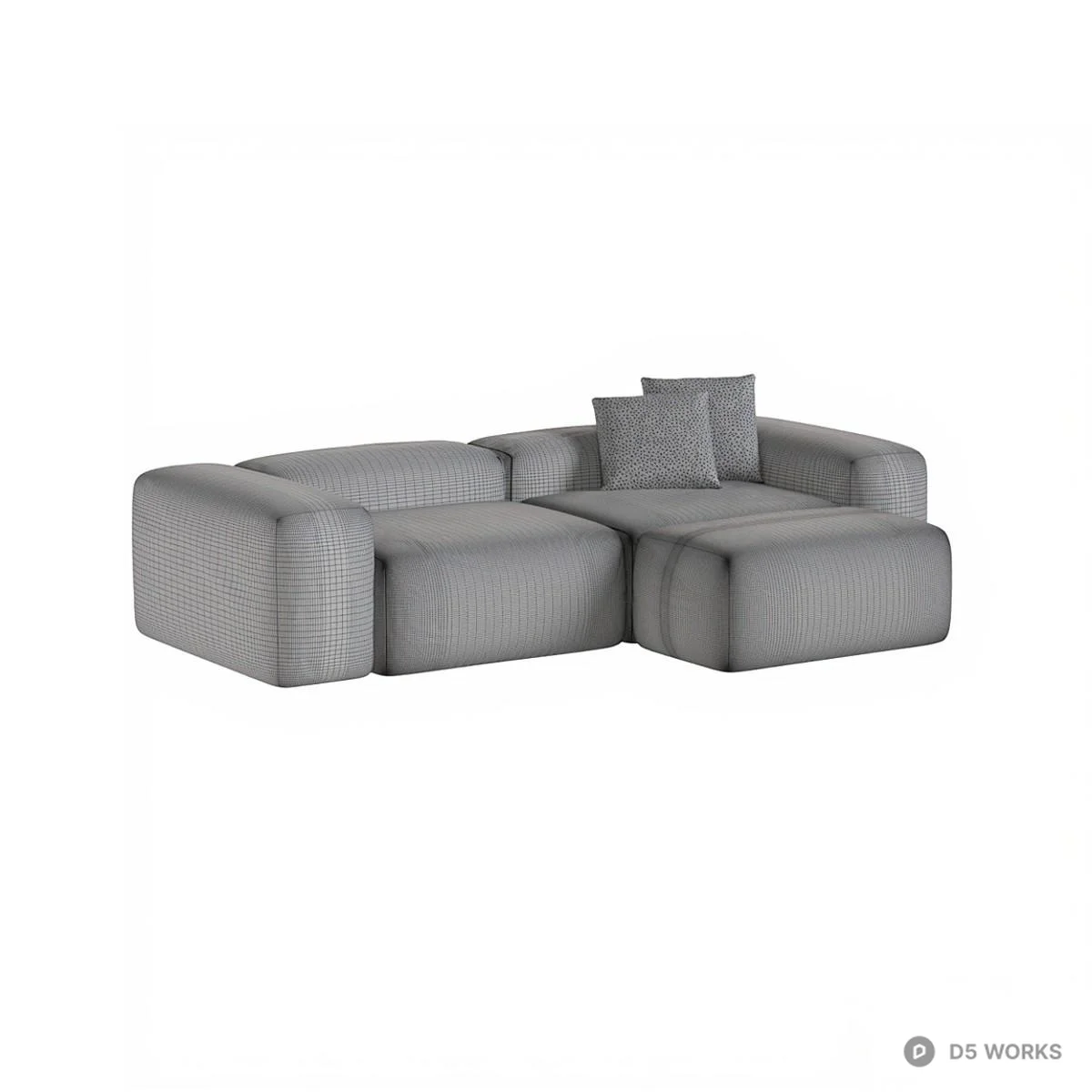 Corduroy Modular Sectional Sofa 3d model thumbnail 4