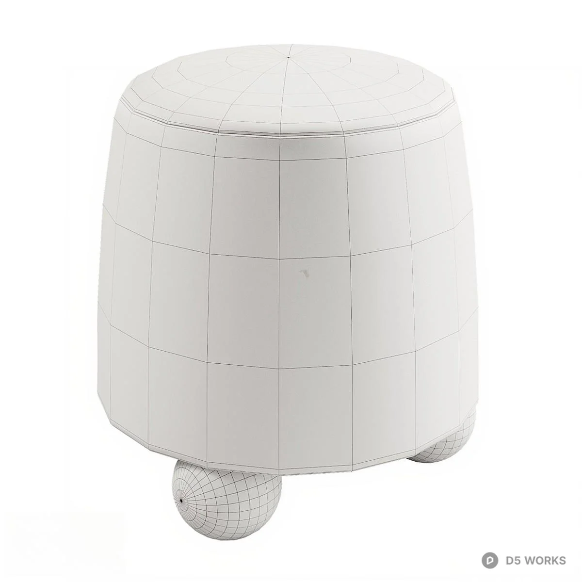 Abstract Line Pattern Upholstered Stool With Wooden Legs 3d model thumbnail 3