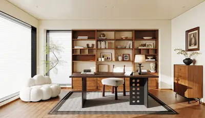 Mid-Century Modern Study Room
