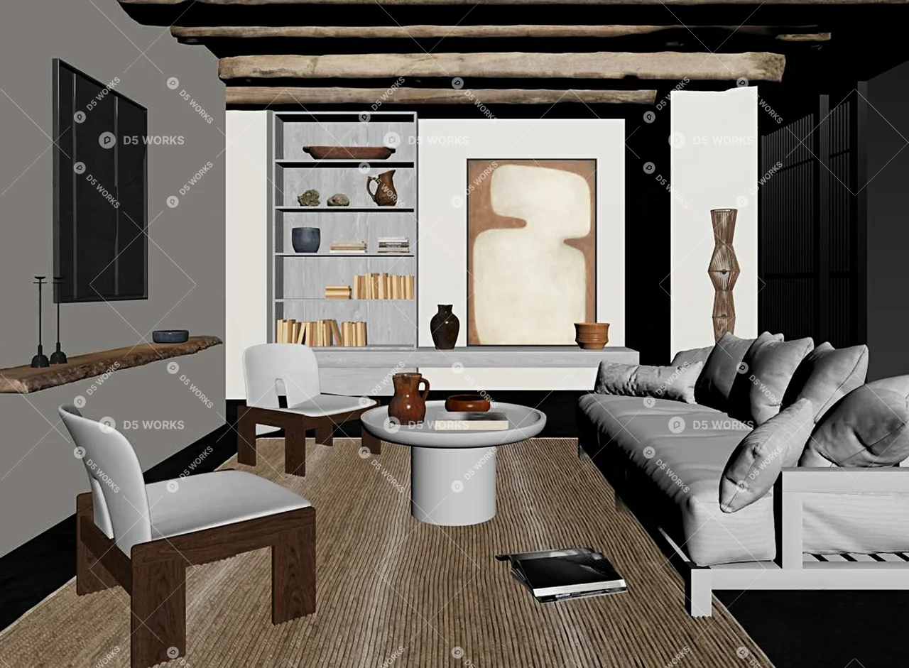 Japanese Home Living Room 3d model thumbnail 2