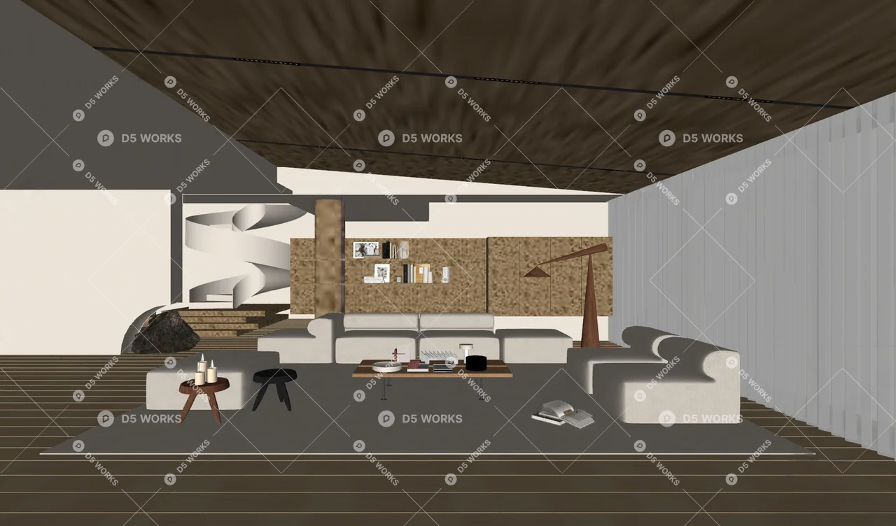 Minimalist Villa Living Room 3d model thumbnail 2