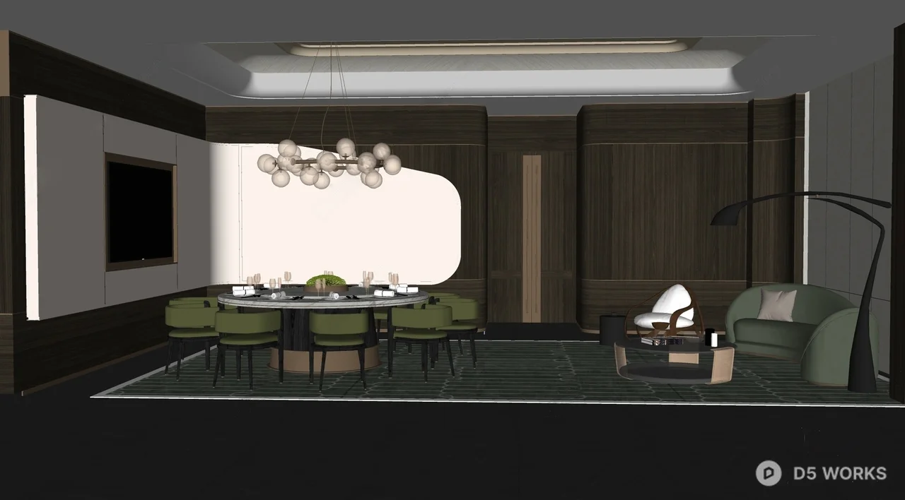 Modern Luxury Dining Booth 3d model thumbnail 2