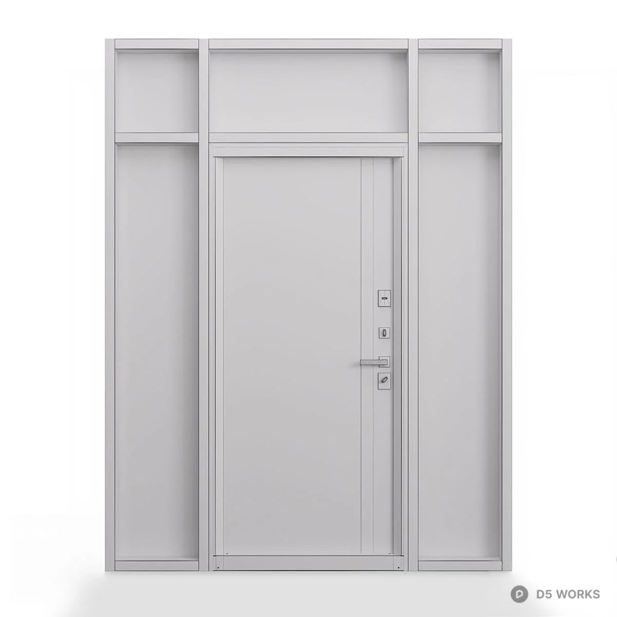 Wood Grain Sliding Door With Black Frame 3d model thumbnail 4