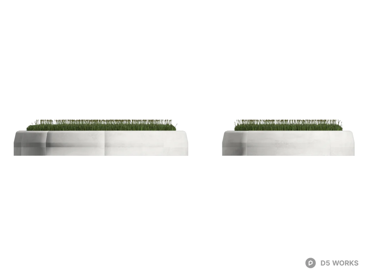 Minimalist Oval Grass Planters 3d model thumbnail 2