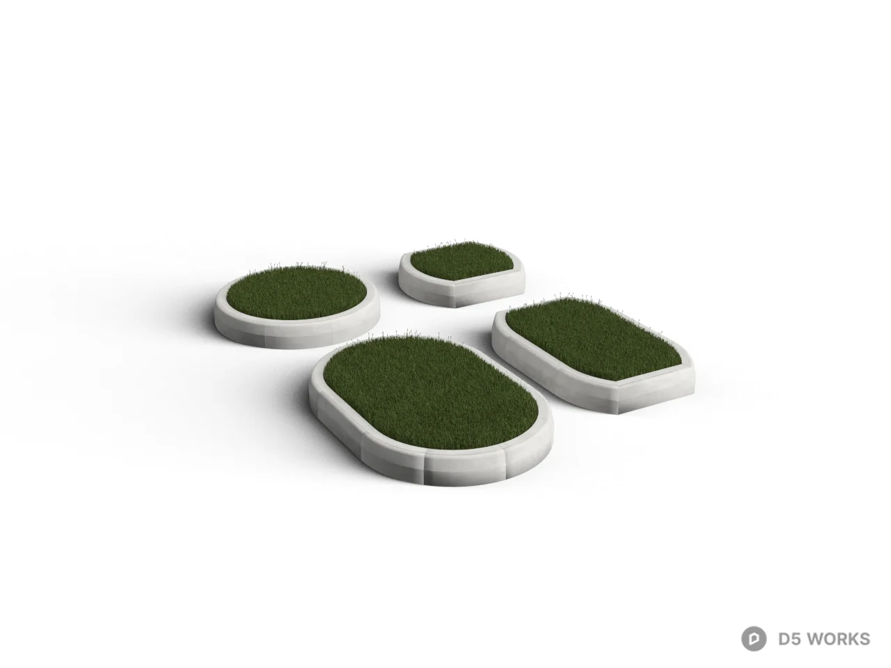Minimalist Oval Grass Planters 3d model - Image 1