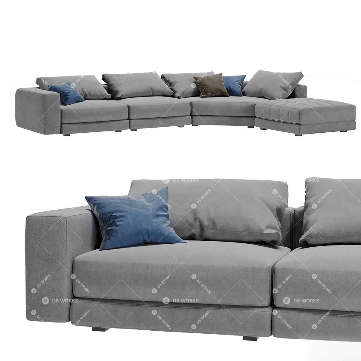 Irregular-shaped Sofa 3d model thumbnail 2