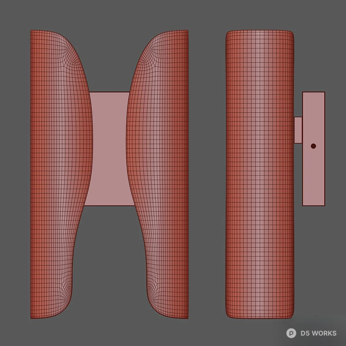 Sculptural Brass Wall Lamp 3d model thumbnail 4