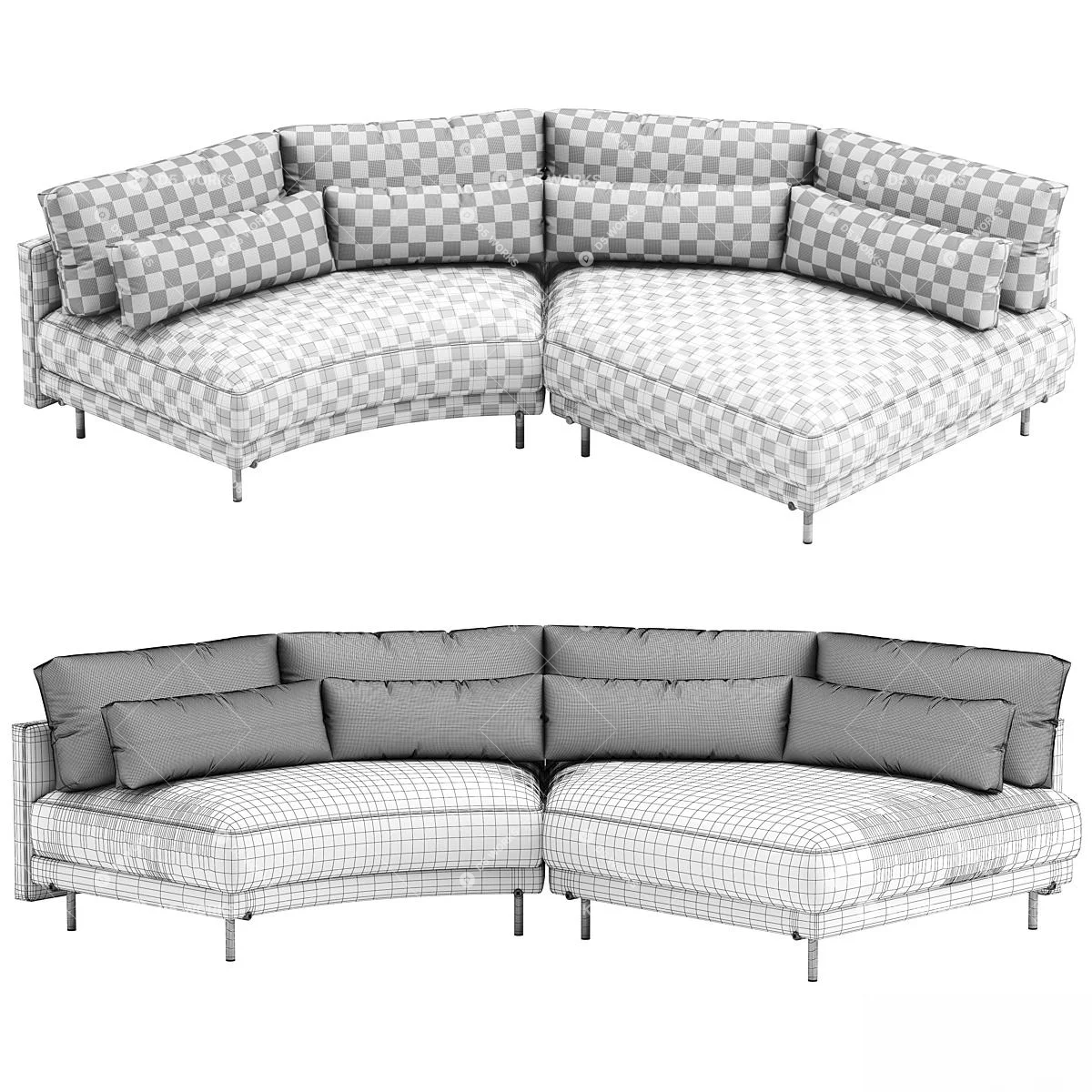 Irregular-shaped Sofa 3d model thumbnail 6