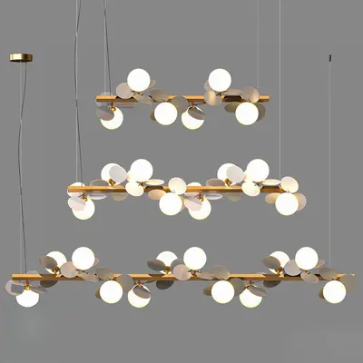 Modern Brass Pendant Light With Multiple Globes 3d model