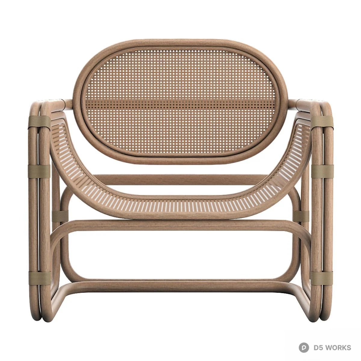 Woven Rattan Frame Lounge Chair 3d model thumbnail 2