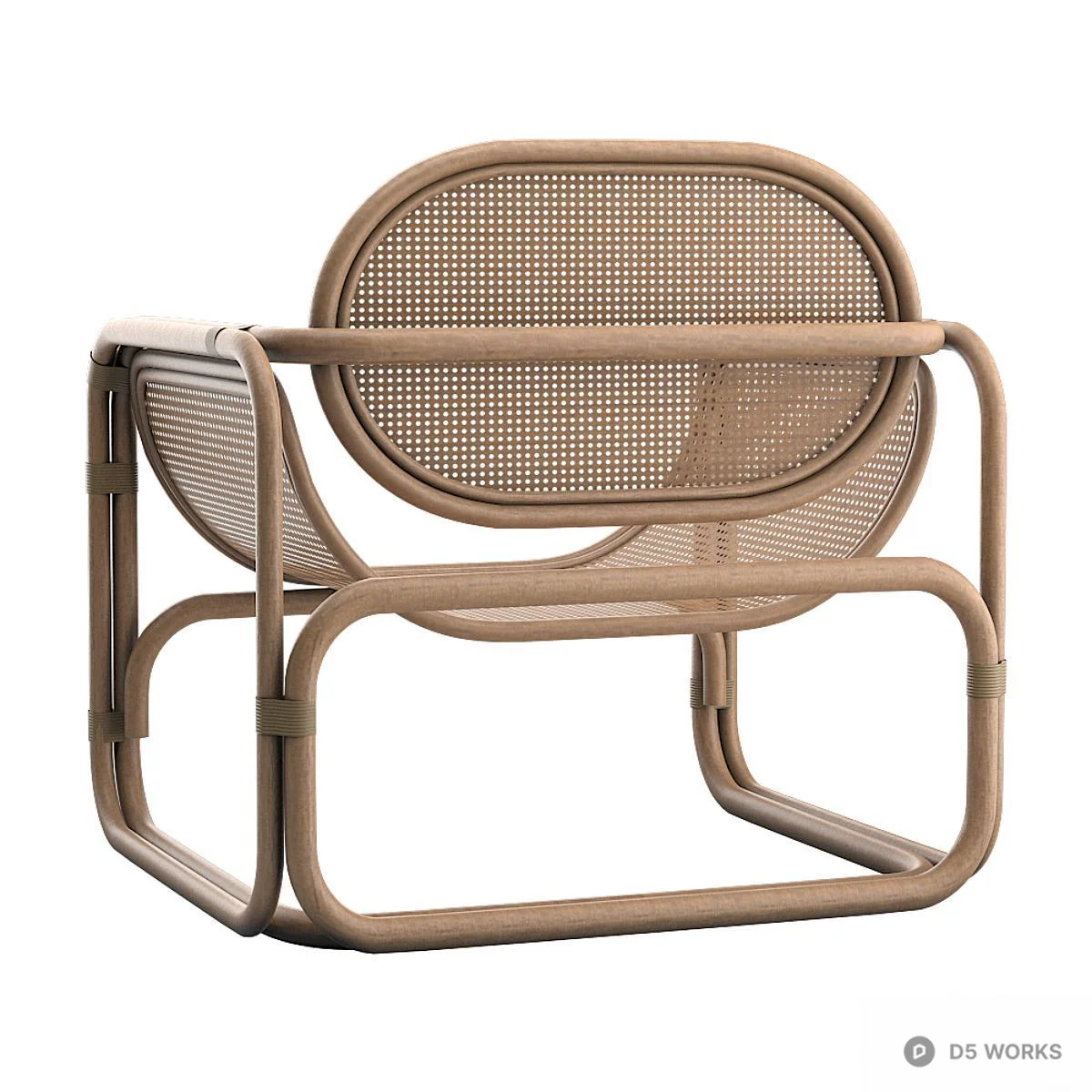 Woven Rattan Frame Lounge Chair 3d model thumbnail 3
