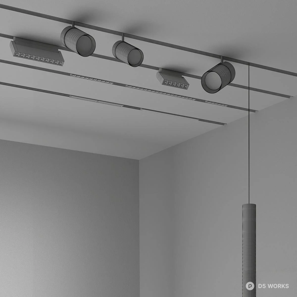 Minimalist Track Lighting System 3d model thumbnail 2