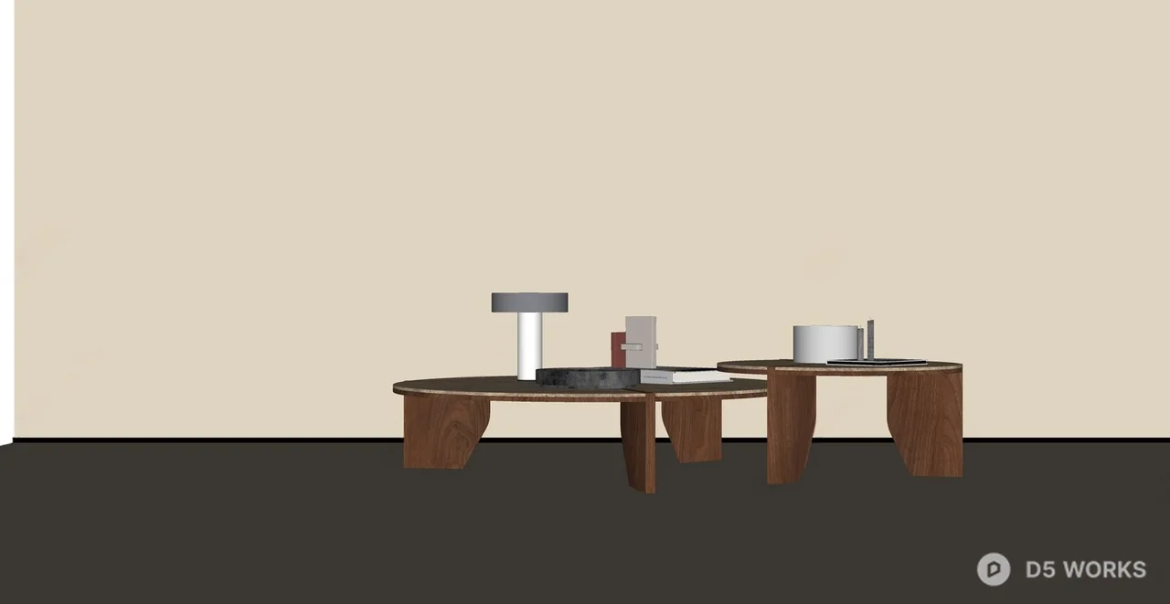Minimalist Wood Tea Table And Side Table Set 3d model thumbnail 2