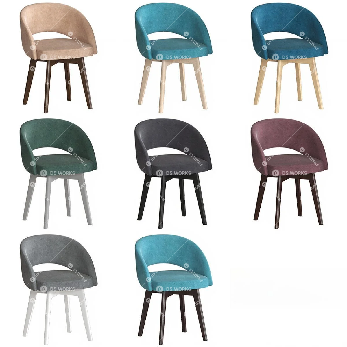 Modern Study Chair 3d model thumbnail 2