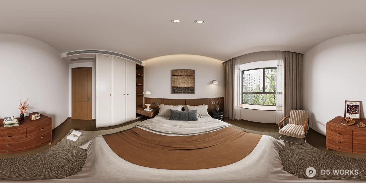 Minimalist Bedroom with Ambient Lighting 3d model thumbnail 2