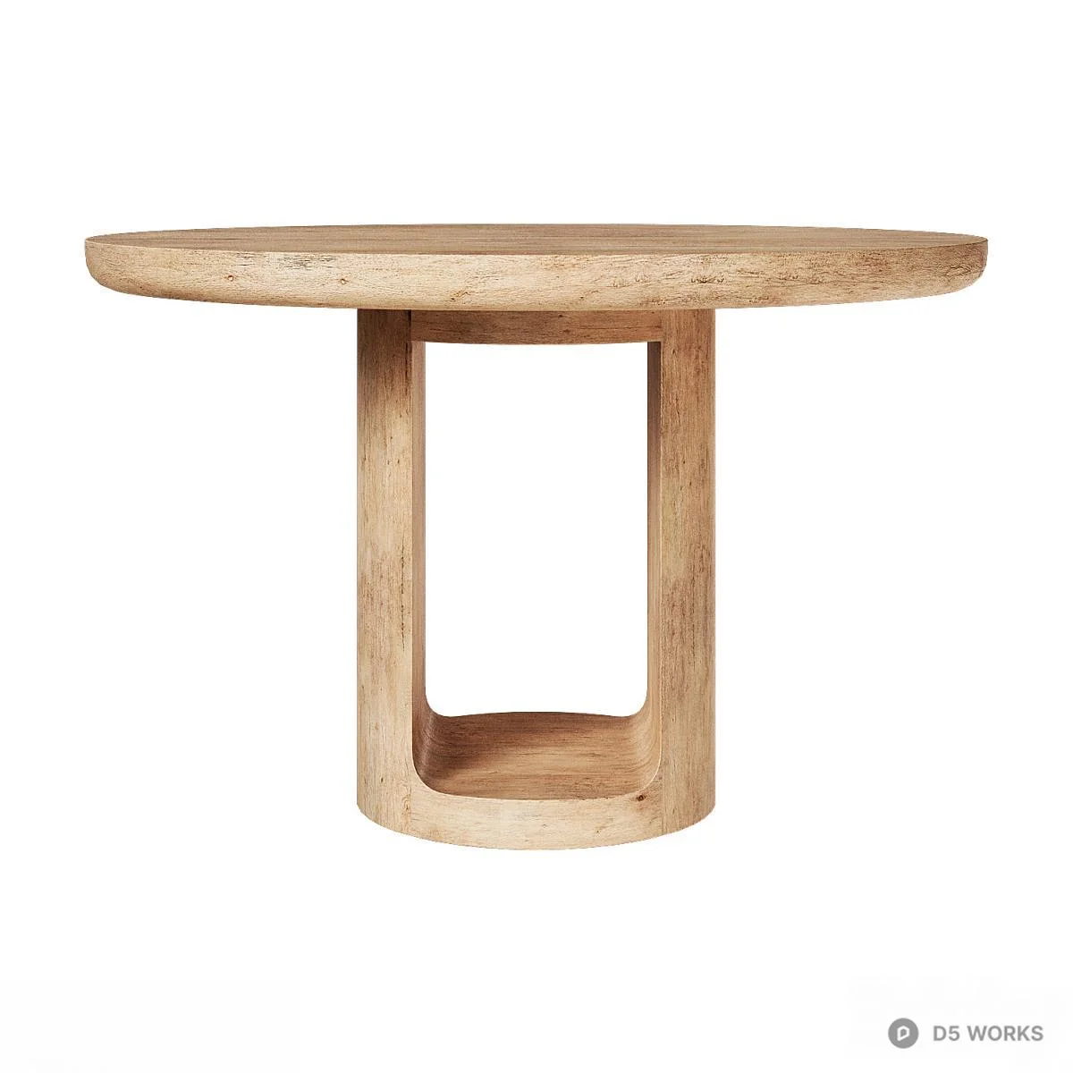 Solid Wood Round Dining Table 3d model thumbnail 2