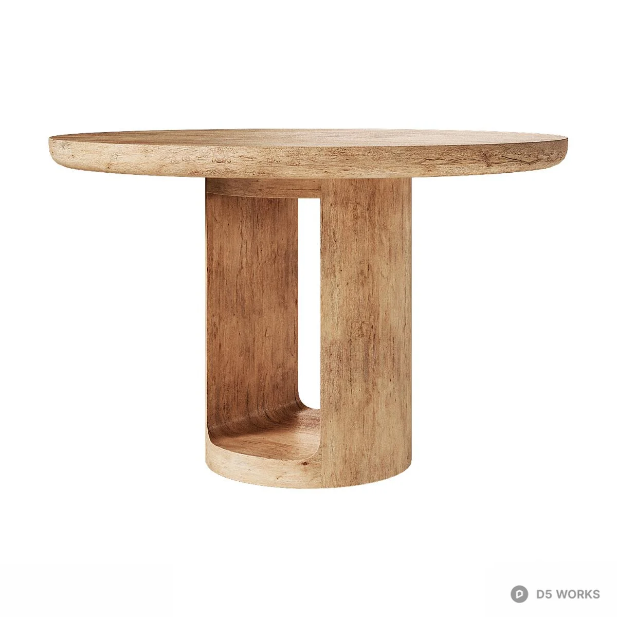 Solid Wood Round Dining Table 3d model thumbnail 3