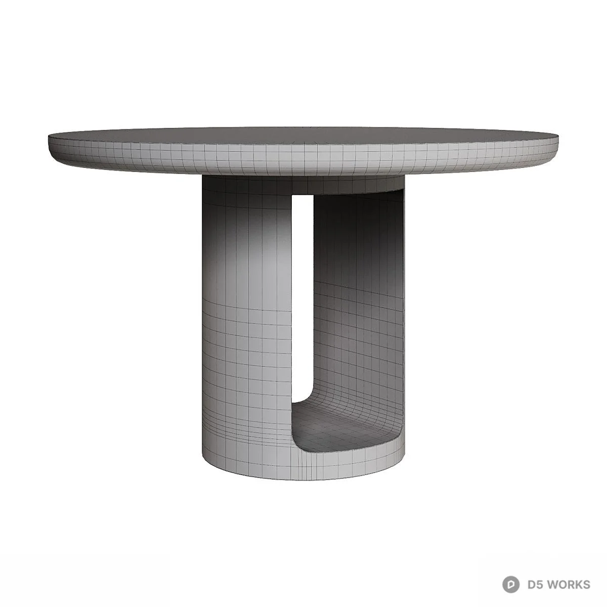 Solid Wood Round Dining Table 3d model thumbnail 4