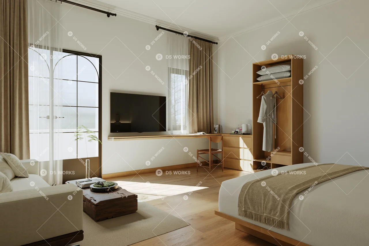 Japanese BnB Bedroom 3d model thumbnail 4