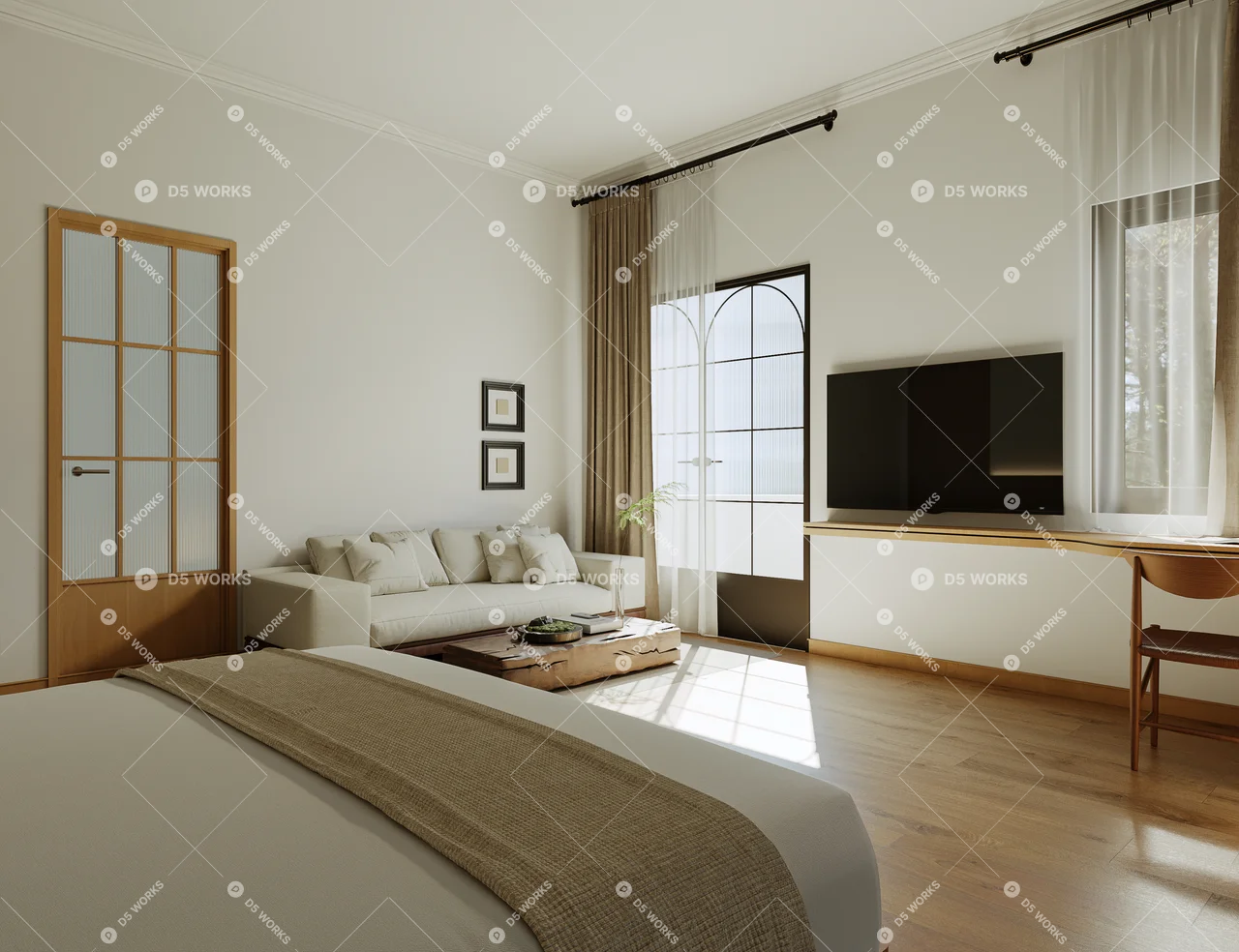 Japanese BnB Bedroom 3d model thumbnail 2