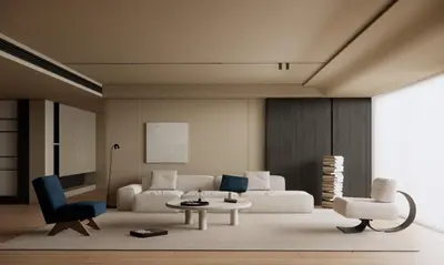 Minimalist Living Room with Neutral Tones 3d model