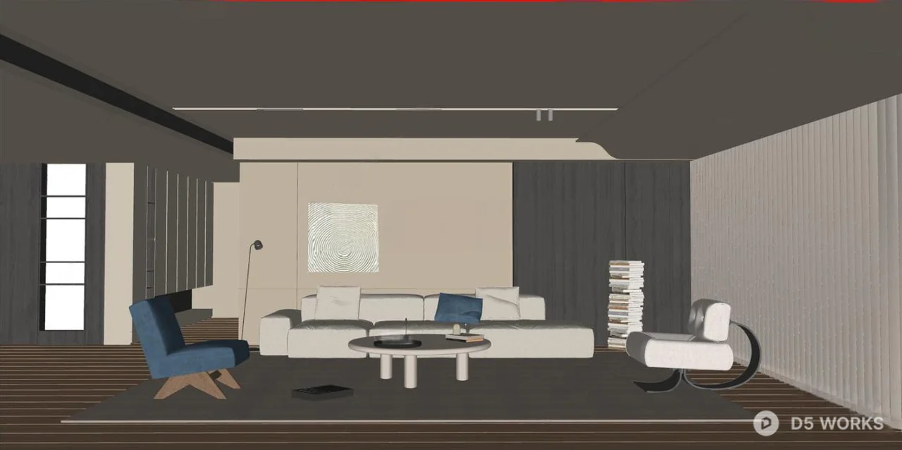 Minimalist Living Room with Neutral Tones 3d model thumbnail 2