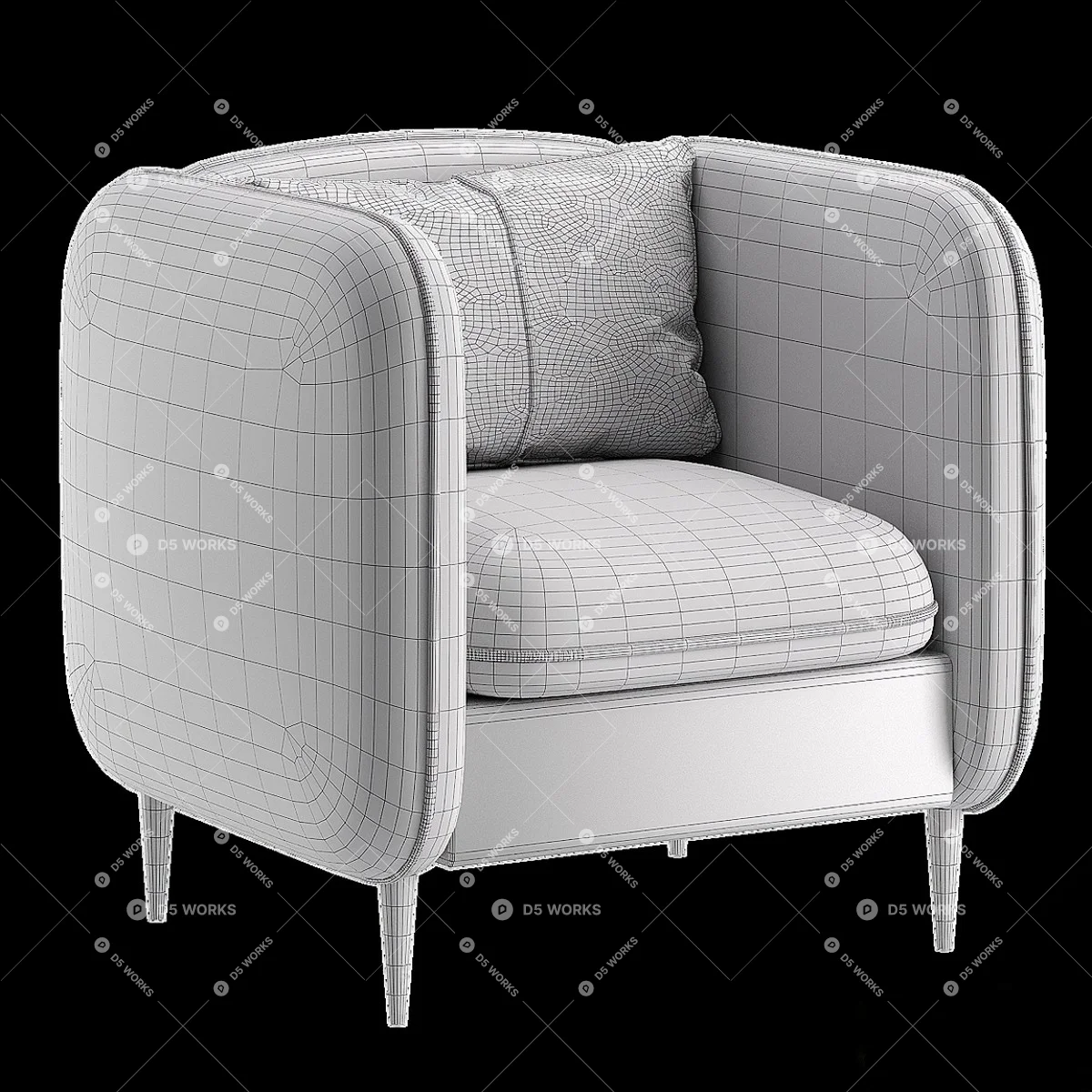 Contemporary Armchair 3d model thumbnail 4