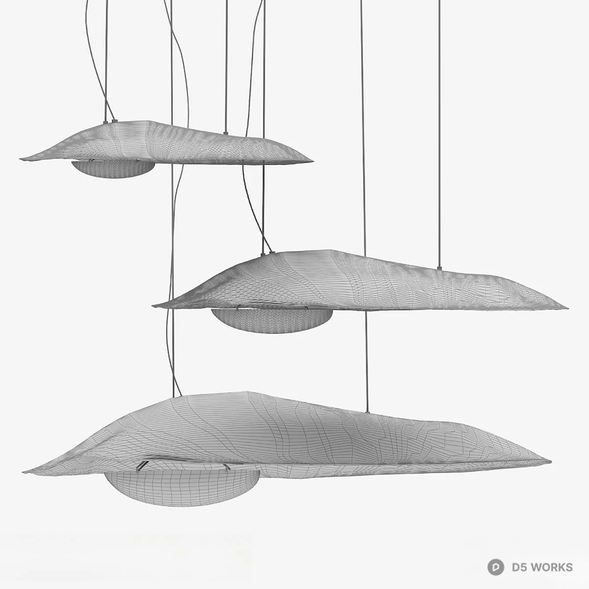 Organic Shape Brass Pendant Light 3d model thumbnail 3
