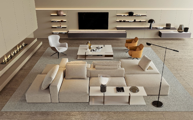 Organic Modern Sofa & Side Table Set