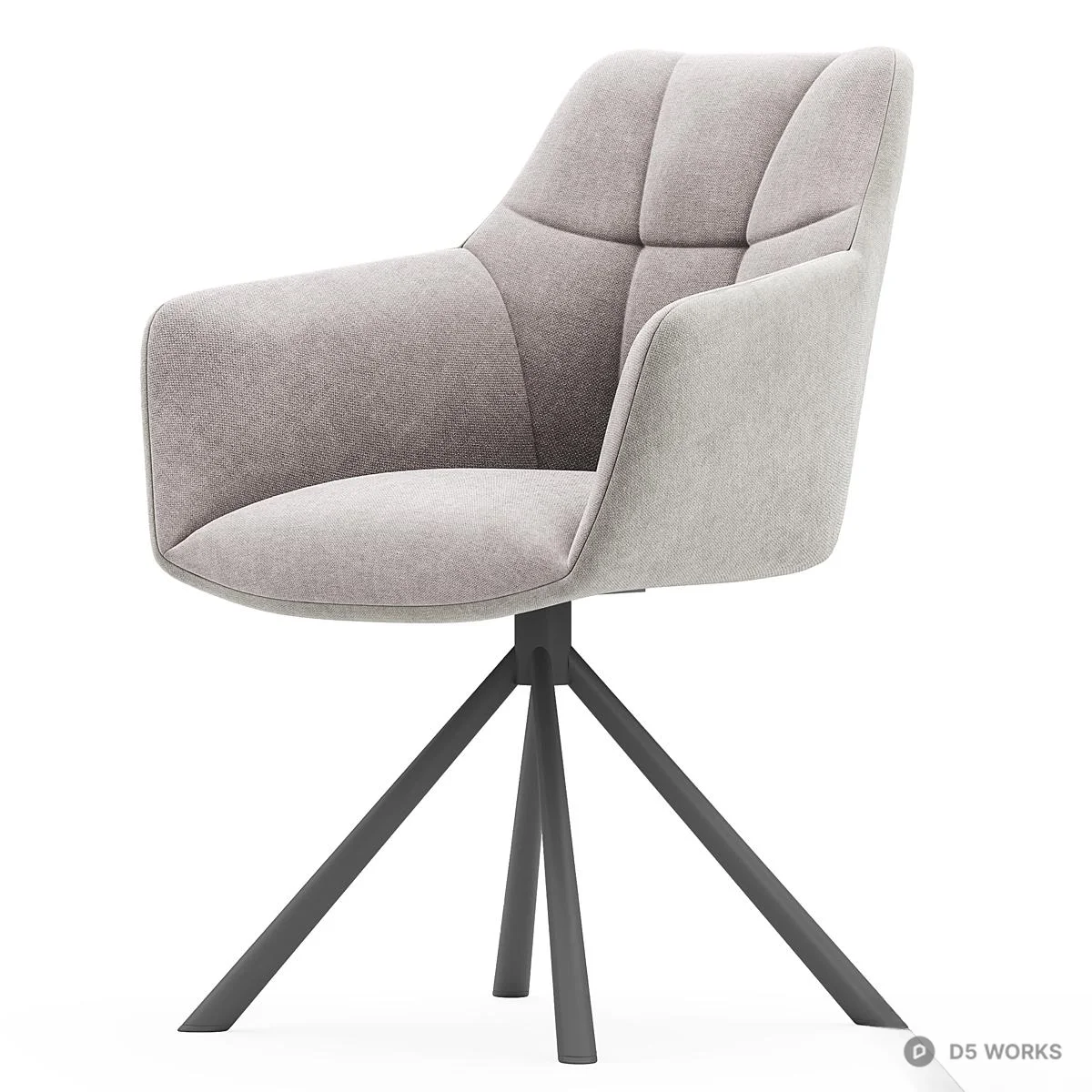 Upholstered Swivel Armchair With Metal Tripod Base 3d model - Image 1