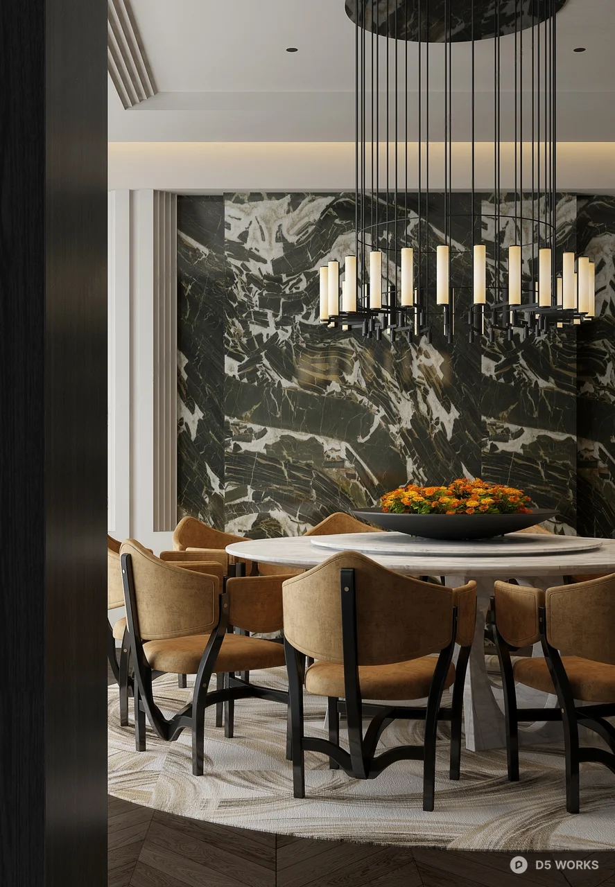 Luxury Marble Dining Booth 3d model - Image 1