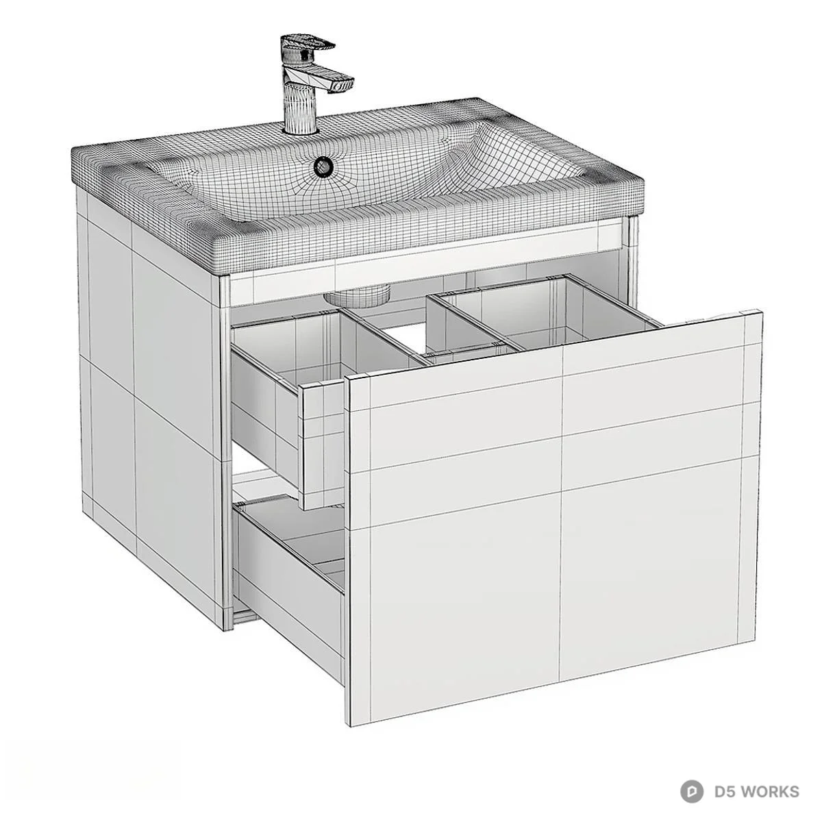 Green Minimalist Bathroom Cabinet 3d model thumbnail 2