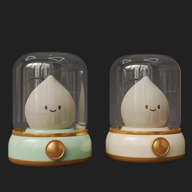 Cute Cartoon Character Glass Dome Night Light 3d model