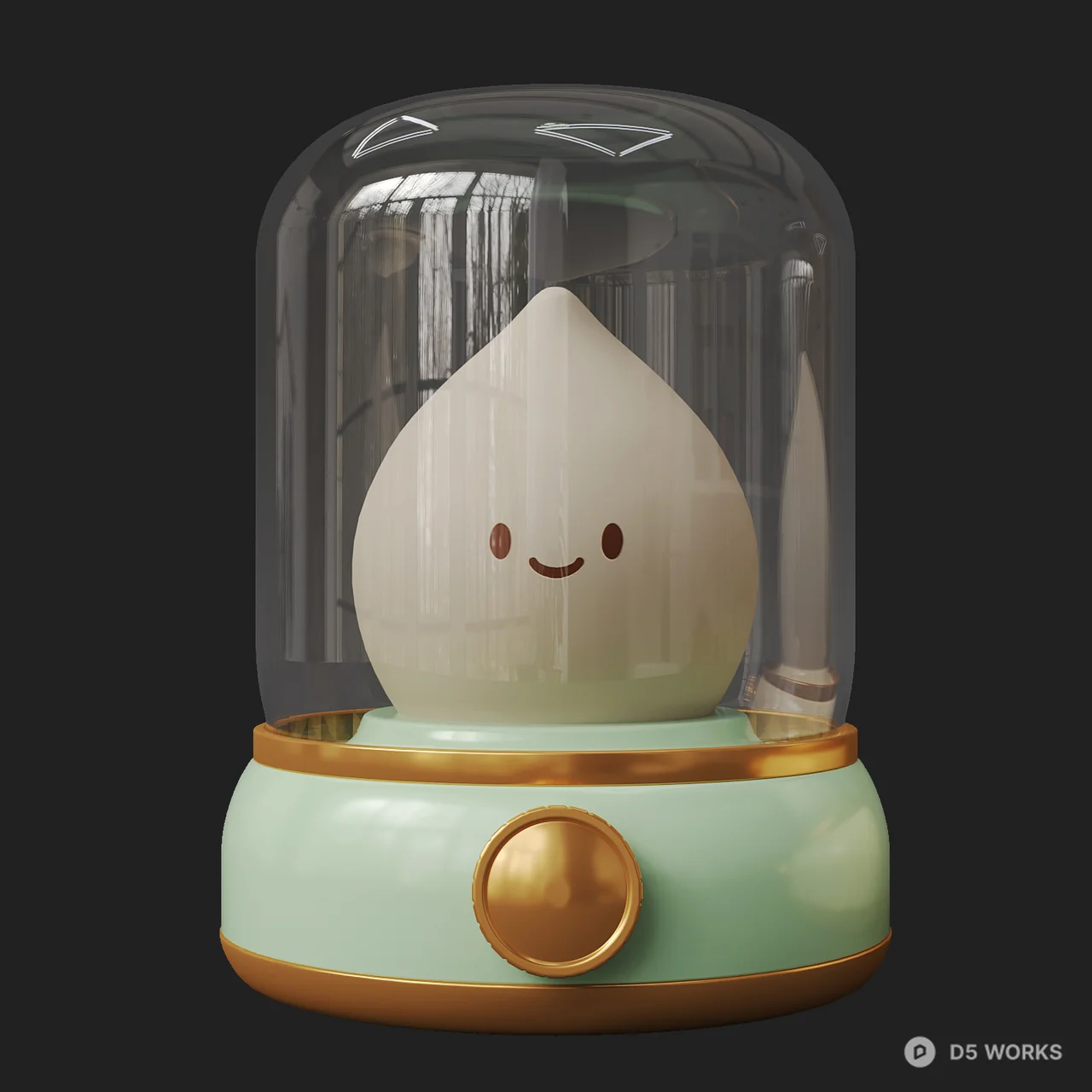 Cute Cartoon Character Glass Dome Night Light 3d model thumbnail 3