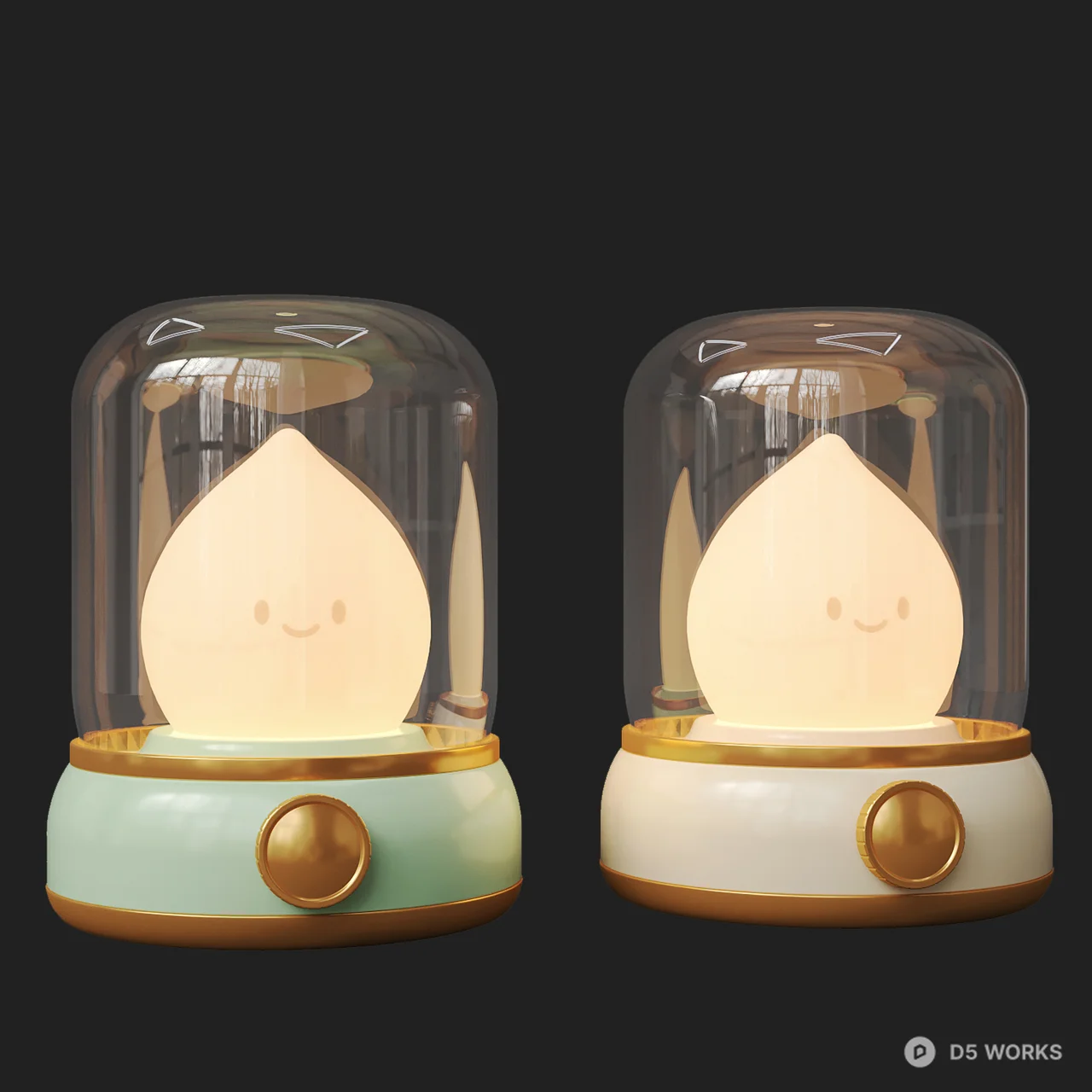 Cute Cartoon Character Glass Dome Night Light 3d model thumbnail 4