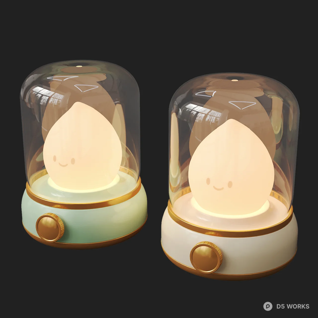 Cute Cartoon Character Glass Dome Night Light 3d model thumbnail 5