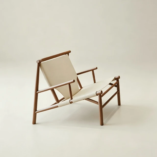Minimalist Mid-Century Canvas Lounge Chair 3d model