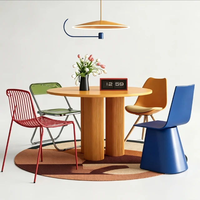 Mid-Century Modern Eclectic Dining Set 3d model