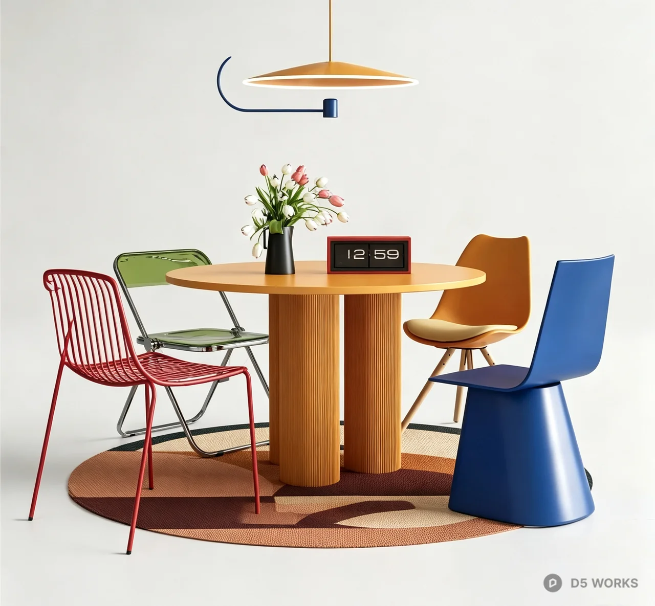 Mid-Century Modern Eclectic Dining Set 3d model - Image 1