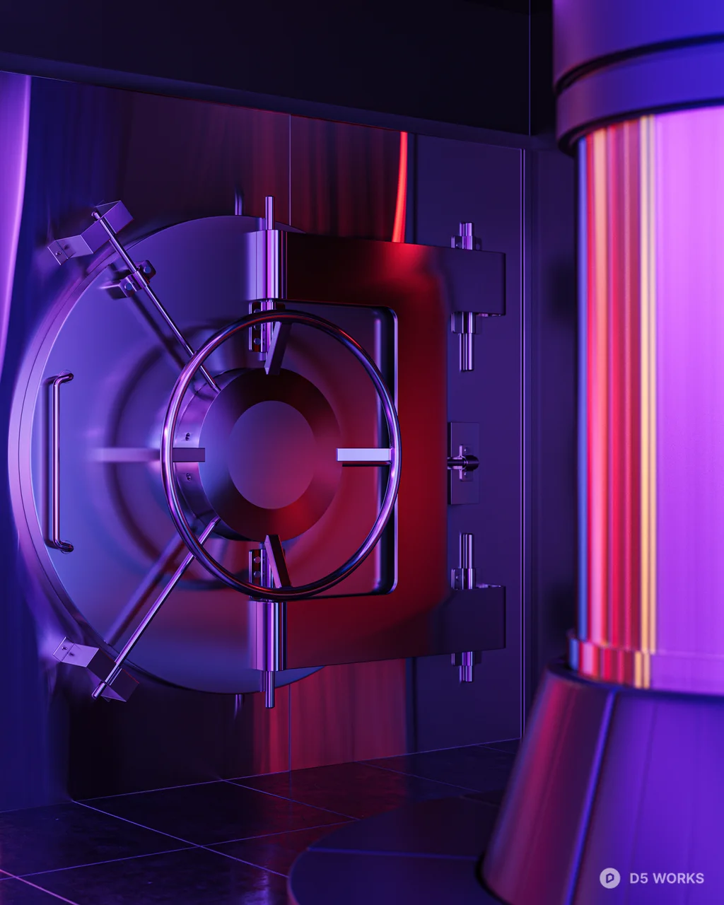Neon Pink Geometric Bar Interior 3d model thumbnail 5
