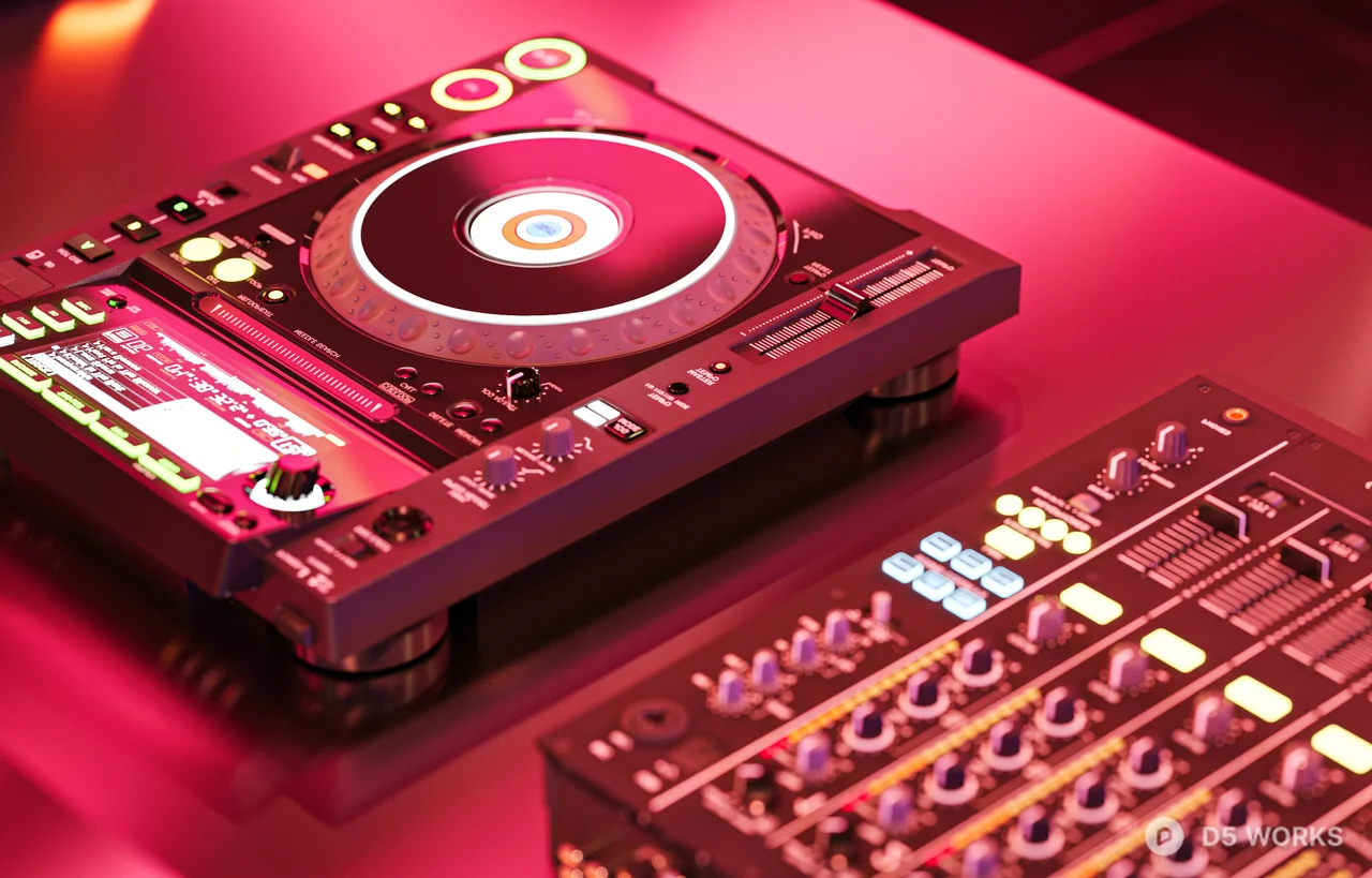 Neon Pink Geometric Bar Interior 3d model thumbnail 2