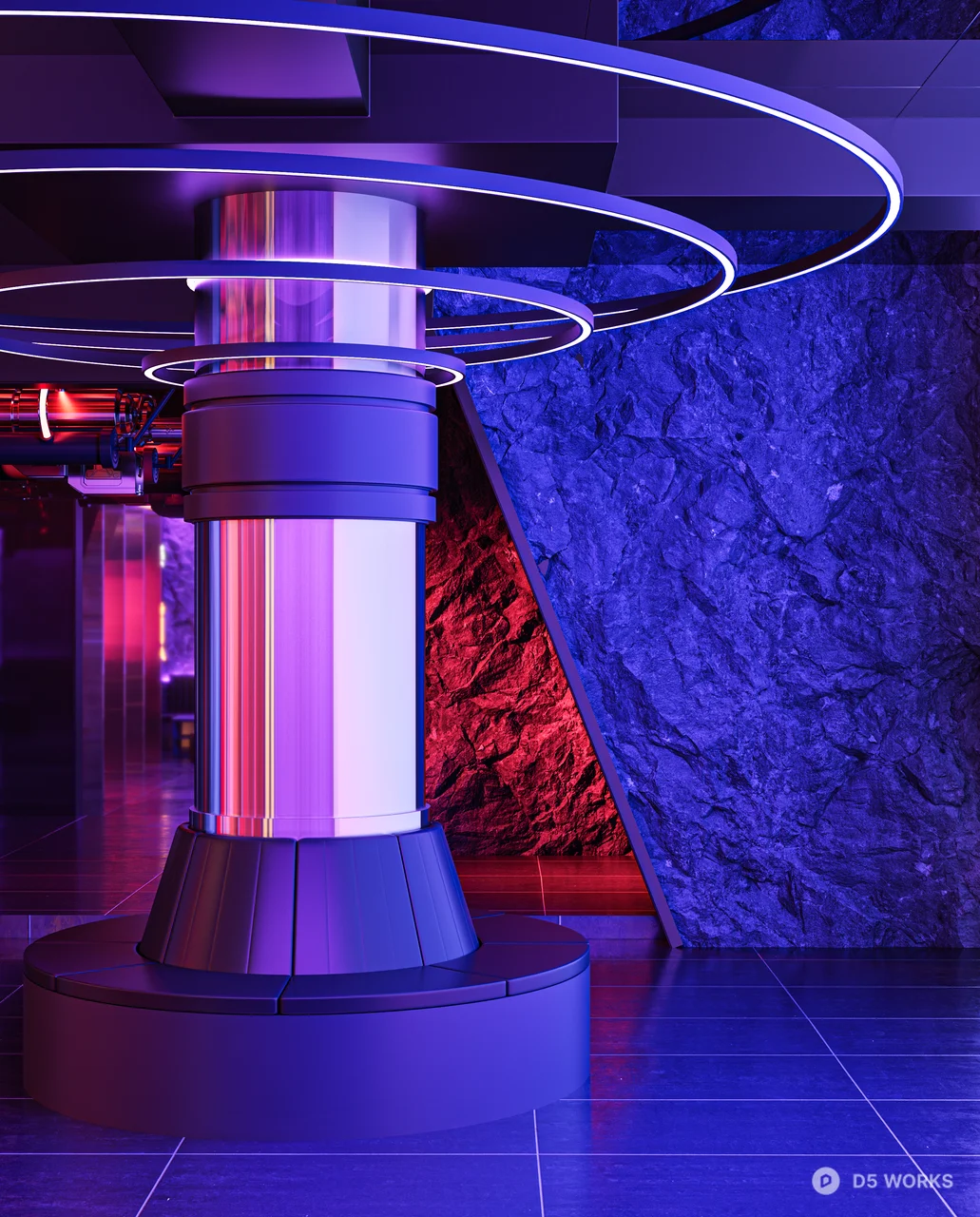 Neon Pink Geometric Bar Interior 3d model thumbnail 7