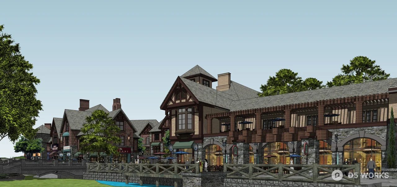 European Style Commercial Street Architecture 3d model - Image 1