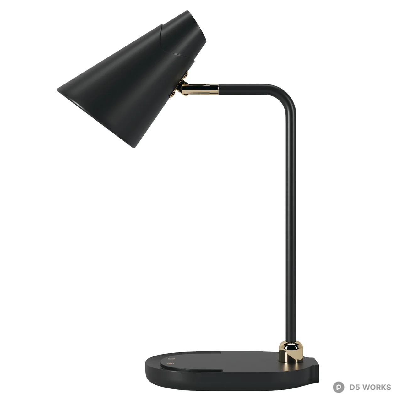 Modern Matte Black Adjustable Desk Lamp 3d model thumbnail 2